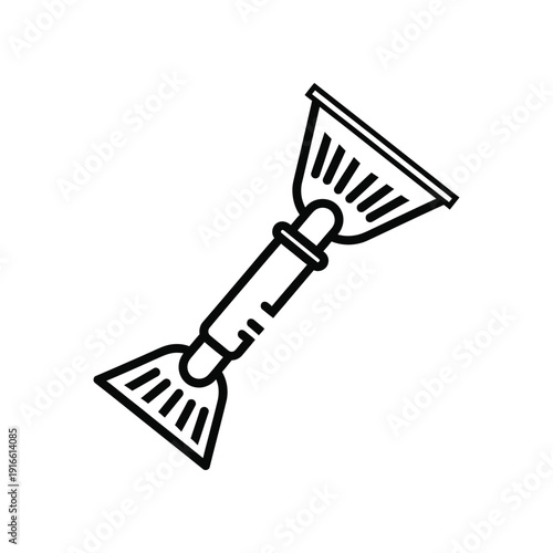 Illustration of a classic double-bladed snowplow attachment for vehicles