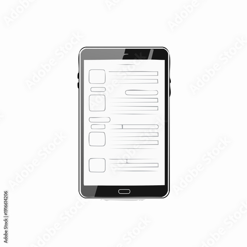 Single line, continuous, tablet line art vector illustration with transparent background editable stroke.