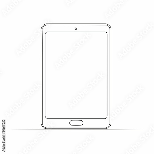 Single line, continuous, tablet line art vector illustration with transparent background editable stroke.