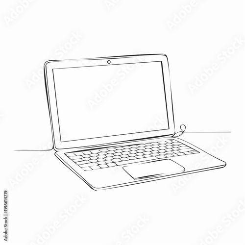 Single line, continuous, tablet line art vector illustration with transparent background editable stroke.