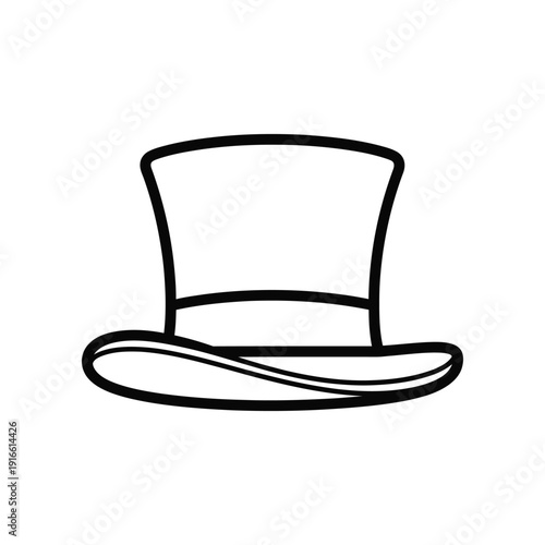 Elegant illustration of a classic top hat with a simple line drawing style