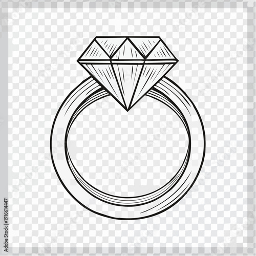 wedding ring line art vector illustration with transparent background editable stroke.