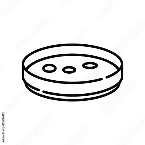 A simple illustration of a petri dish with three colony markers