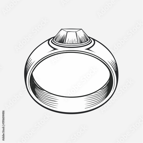 wedding ring line art vector illustration with transparent background editable stroke.