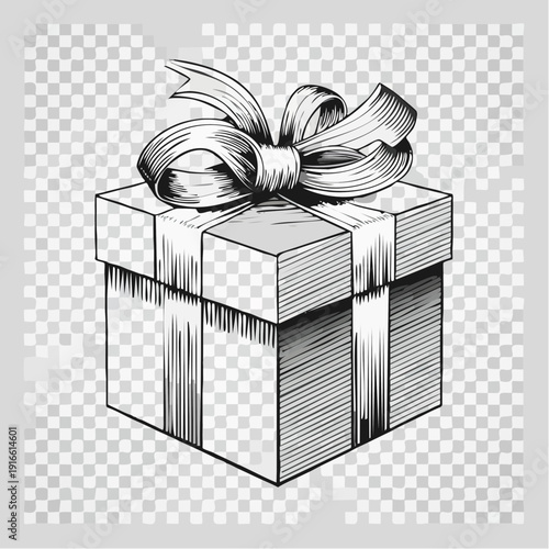 gift box line art style vector with transparent background.