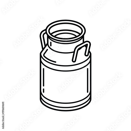 Classic milk can with handle and spout for dairy product storage and transportation
