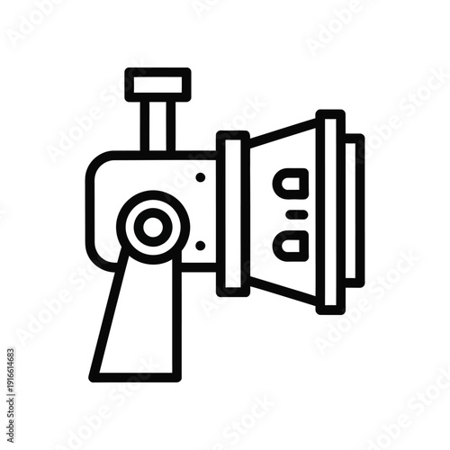 A vintage-style film camera capturing a moment with its large lens and crank handle.