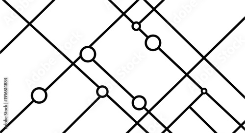 Minimalist Abstract Geometric Grid Pattern of Intersecting Lines and Circles