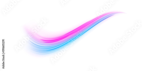 Blue and pink neon streaks twist rapidly across dark canvas. Spark highlights enhance flowing energy. Perfect futuristic glowing vector PNG.
