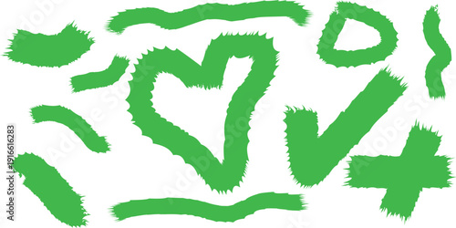 Abstract green squiggly shapes forming a playful and irregular composition