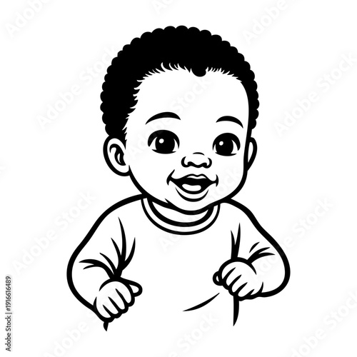 Vista de cerca de un bebé alegre de raza negra