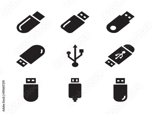 Modern flash drive silhouette in clean portable design