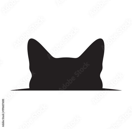 Cat ears silhouette isolated on white background