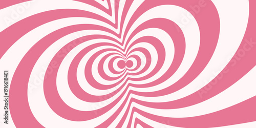 A swirling hypnotic pattern of alternating pink and white spiral shapes