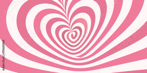 A swirling hypnotic heart shape in shades of pink and white