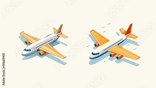 Two commercial airplanes flying in a clear sky, ready for travel