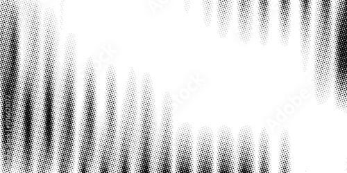 Grunge halftone gradient background. Faded grit noise texture. White and black sand wallpaper. Retro pixelated backdrop. Anime or manga style comic overlay. Vector graphic design textured template