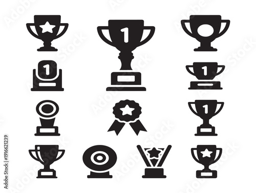 Luxurious trophy award silhouette with victory celebration concept