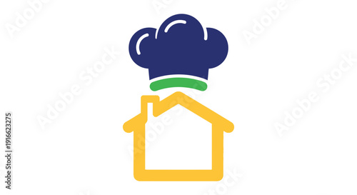 Chef Hat Over House Symbol.
