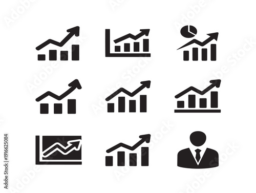 Upward chart growth silhouette with financial success concept