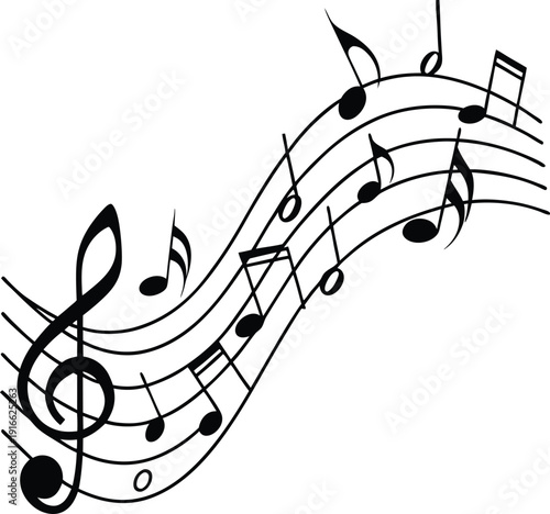 Music notes Black vector illustration