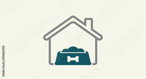 Dog House with Food Bowl Icon.