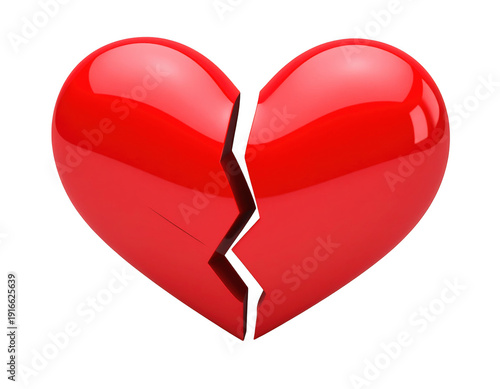 Broken heart symbol with crack
