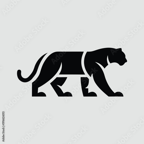 Black silhouette of a walking panther or leopard vector illustration
