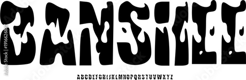Banshee Bold Decorative Font, Unique Wavy Liquid Alphabet Set, Versatile Display Typeface for Skateboard Graphics, Craft Beer Labels, Streetwear Branding, and High-Impact Pop Art Projects