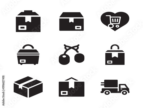 Fast parcel delivery silhouette with efficient shipping concept