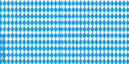 A bright blue and white diamond pattern fills the entire frame
