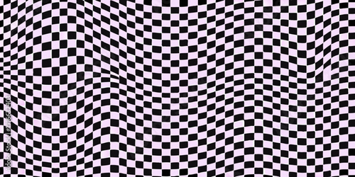 Wavy checkered pattern with alternating purple and black squares