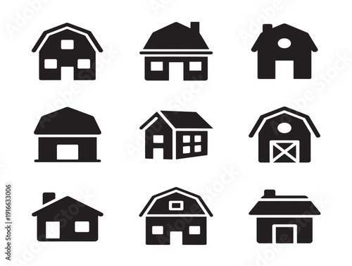 Beautiful rural farmhouse barn silhouette in stunning sunset style