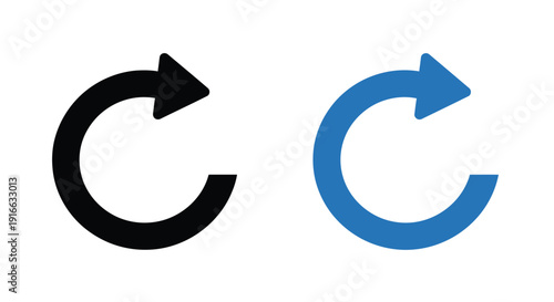 Two circular arrows one black and one blue a striking silhouette