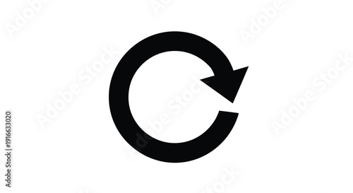 Circular arrow symbol against a white backdrop simple silhouette