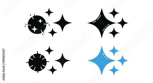 Sparkling starbursts and diamond shapes in a minimalist style silhouette