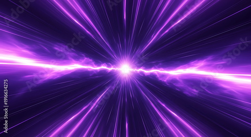 abstract purple light tunnel with a glowing energy beam creating a futuristic speed effect ideal for technology and sci-fi visuals.