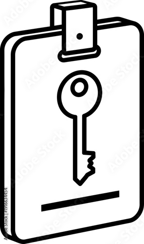 Key card vector icon for identification and access control system. Flat outline design for security pass. Vector illustration