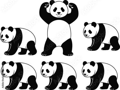 Cartoon panda illustration, standing panda artwork, cute bamboo bear character, individuality concept, playful vector cartoon, children activity, animal design drawing
