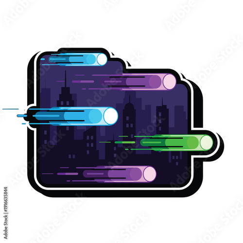 Abstract Futuristic Cityscape with Streaks of Light, Representing Speed and Innovation