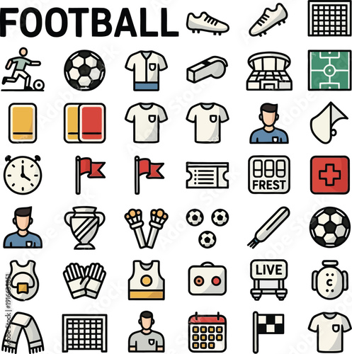 Vibrant football icons for sports branding and editorial use