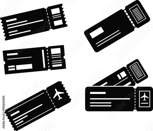 Black and white airplane ticket black and white travel transportation flight tickets