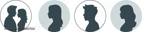 Profile avatar icon illustration, human silhouette artwork, male female character design, identity concept vector, user account cartoon, diversity artwork