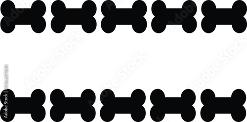 Dog bone silhouette icon set isolated on white background, simple black pet food symbol collection for veterinary branding design