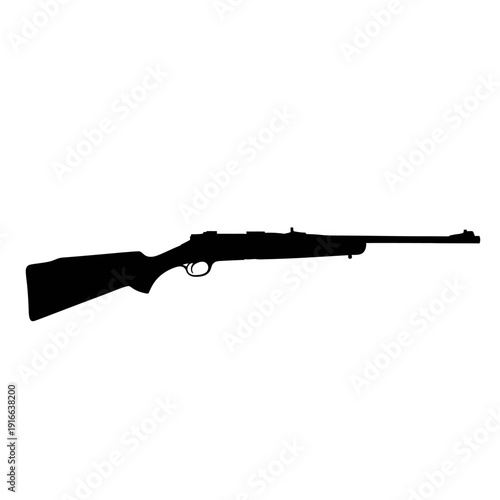 Silhouette of a Rifle Against a White Background, Isolated Weapon.