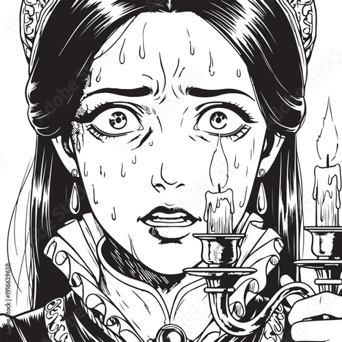 Japanese Ninja Assassin Diving with Scroll Action Scene Manga Sketch