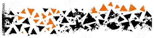 Horizontal grunge border featuring a pattern of textured black and orange triangles