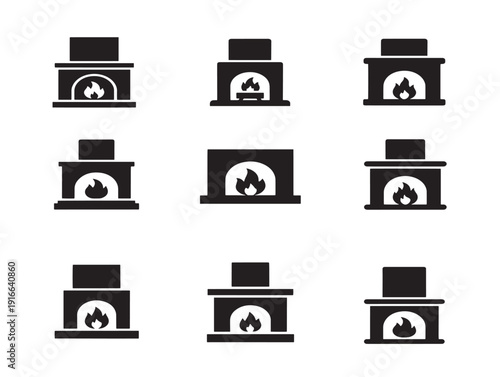 Cozy fireplace silhouette with warm inviting home atmosphere