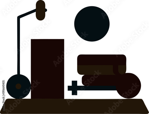 flat vector illustration of home gym setup workout silhouette on white background 