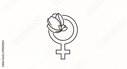 Female empowerment symbol with flower venus symbol and blossom feminist icon equality and nature